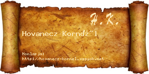 Hovanecz Kornél névjegykártya